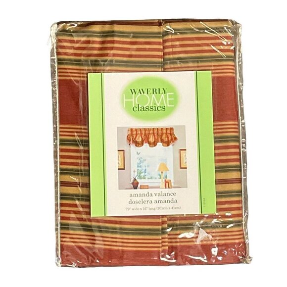 Waverly Home Classics Amanda Valance Red Sweetwater Stripe 16"X79" New - Picture 3 of 4